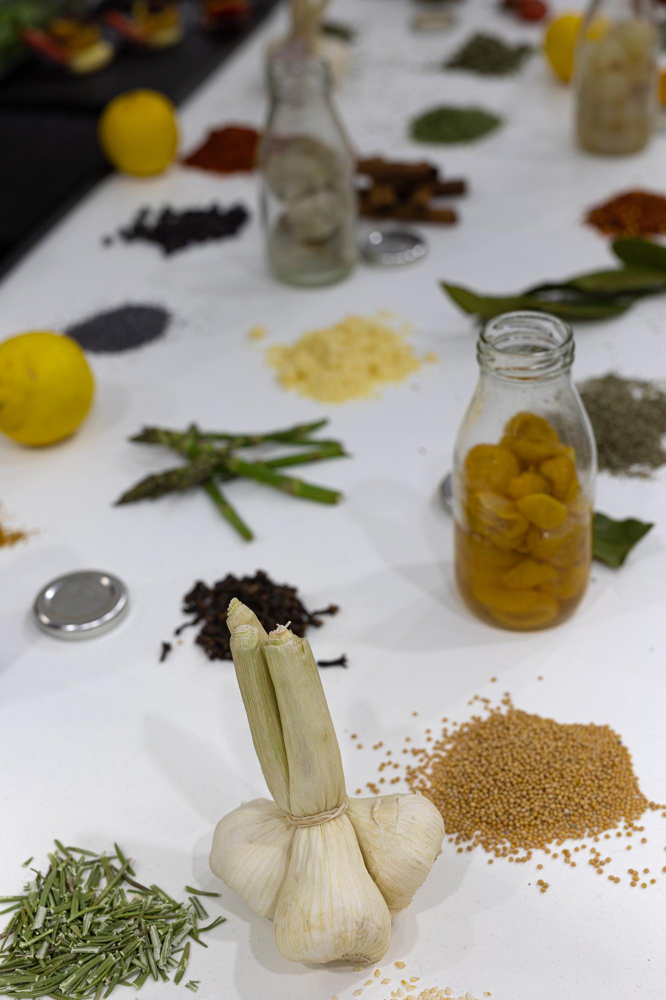 Natural ingredients laid out on table